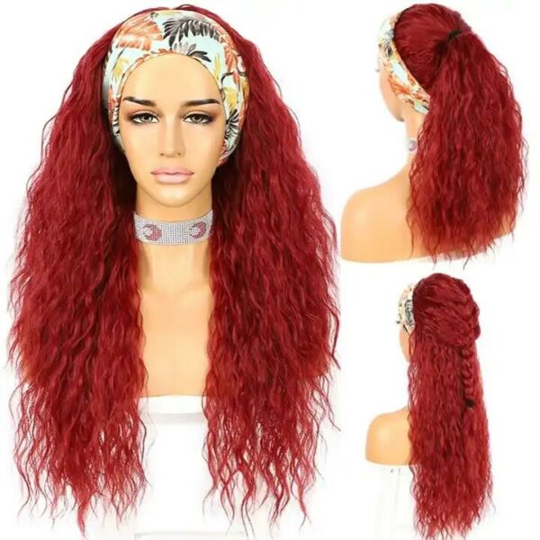 26inch Kinky Curly Heat Resistant Synthetic Fiber Made 180% Density Headband Wigs red (6)